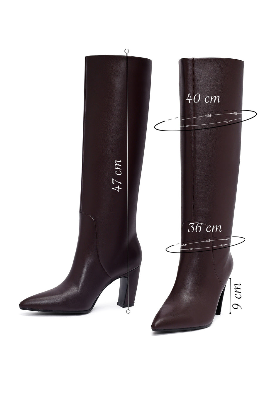 Women's Burgundy Thick Heeled Leather Boot