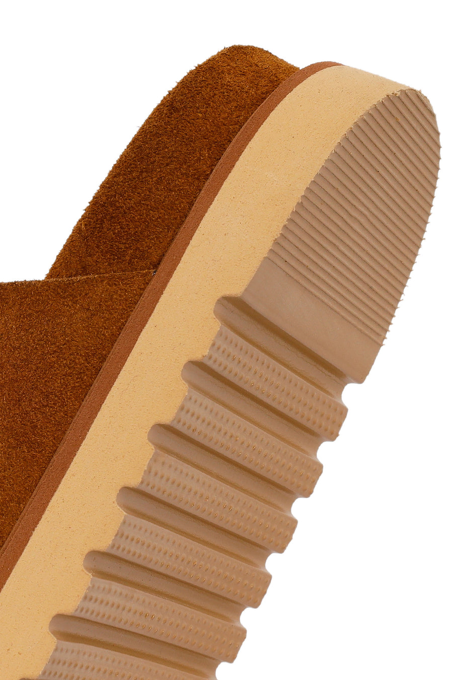 Women's Tan Double Buckle Suede Leather Slippers