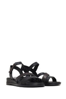 Women’s Black Ankle-Strap Leather Sandals | Derimod