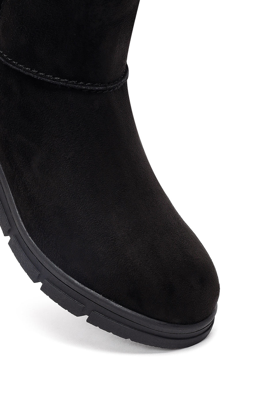 Women's Black Zippered Suede Teddy Boot