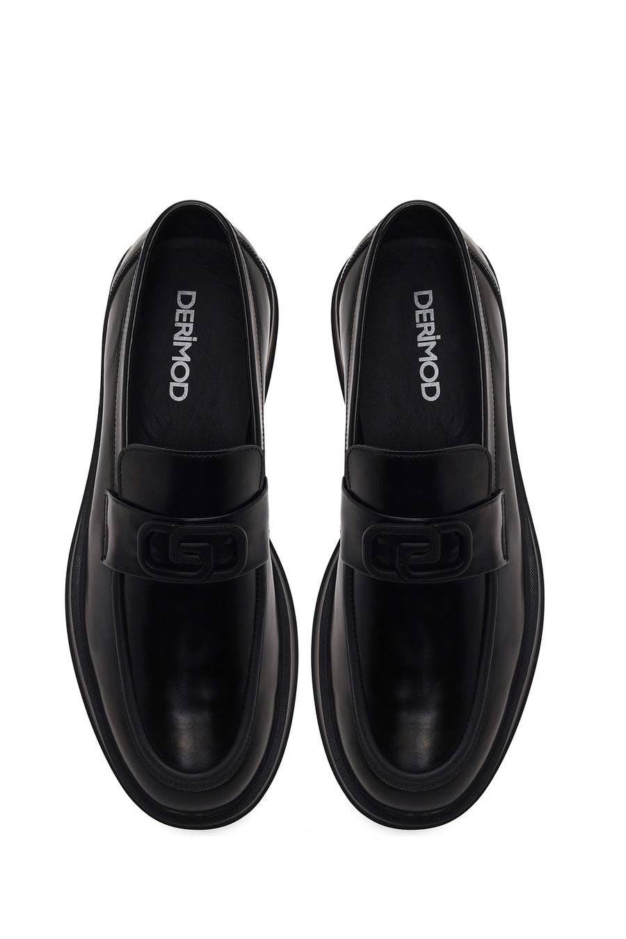 Erkek Siyah Tokalı Deri Casual Loafer