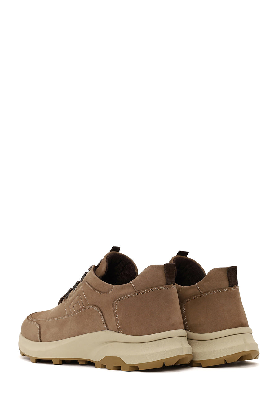 Male Mink Lace-up Thick-soled Nubuck Leather Casual Sneaker