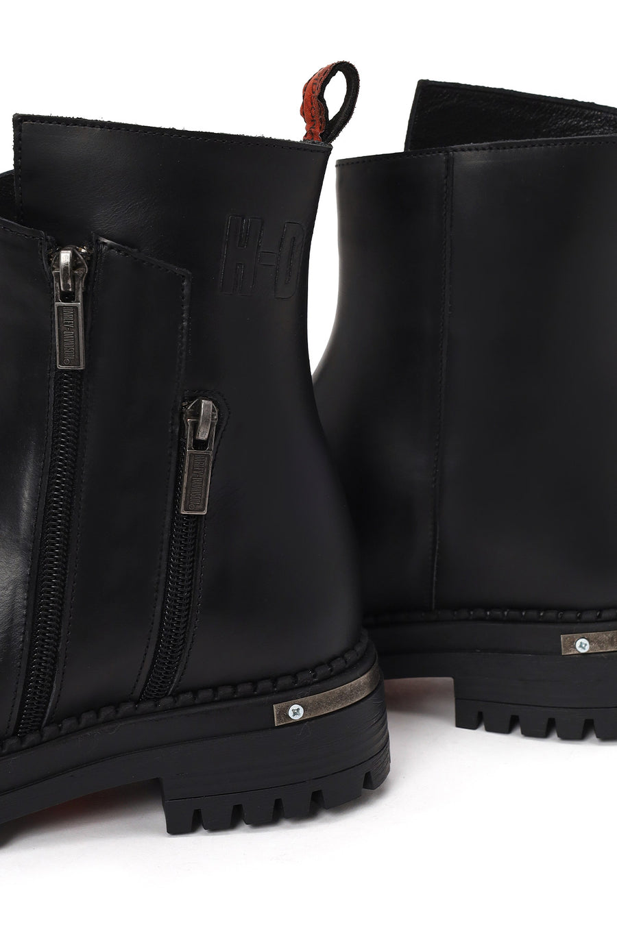 Harley Davidson Woman Black Peking Zip Closure Thick-Soled Leather Boots