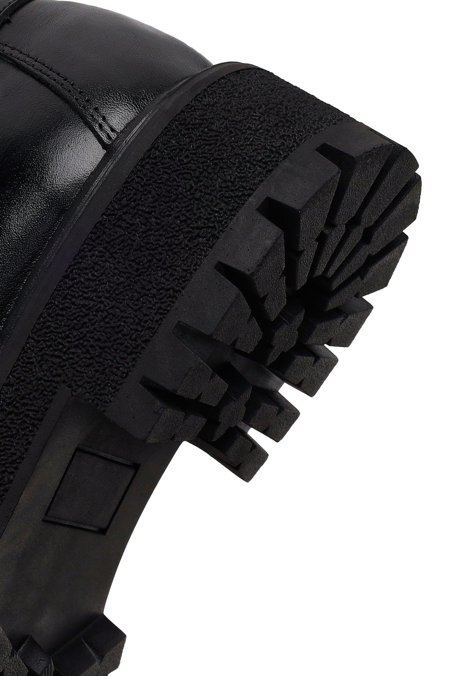 Woman Black Thick-Soled Leather Masculine Loafer