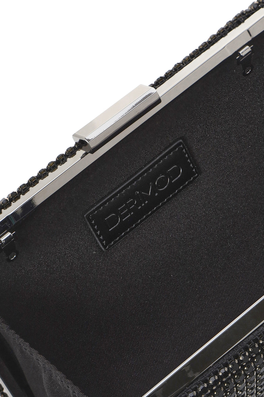 Women's Black Long Strap Stone Mini Clutch Bag
