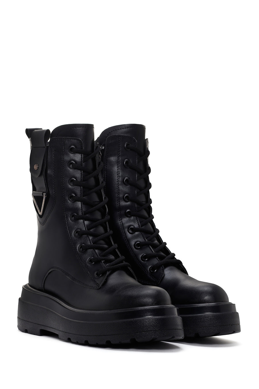 Women's Black Thick Soled Zippered Boots