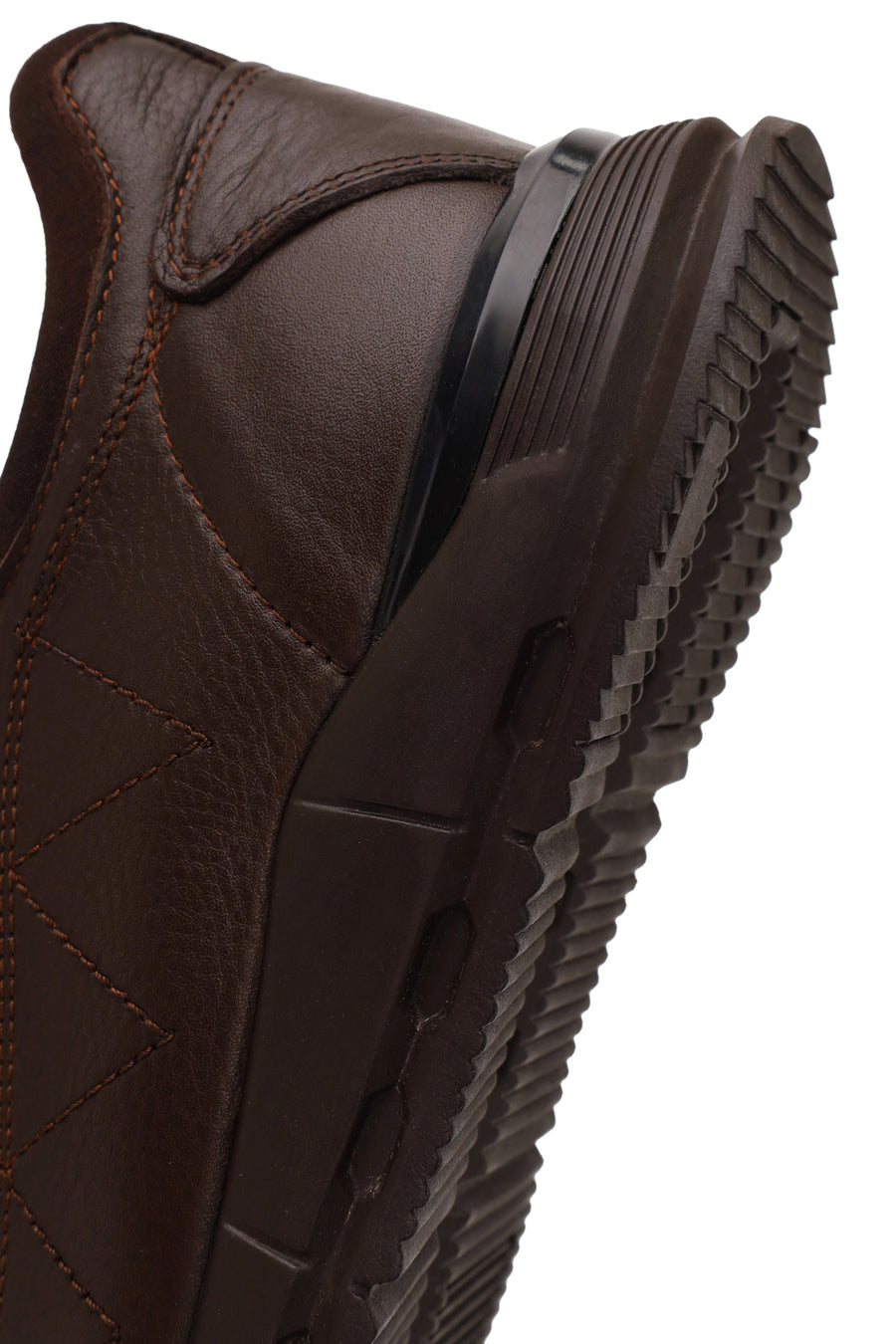 Erkek Kahverengi Bağcıklı Deri Casual Sneaker