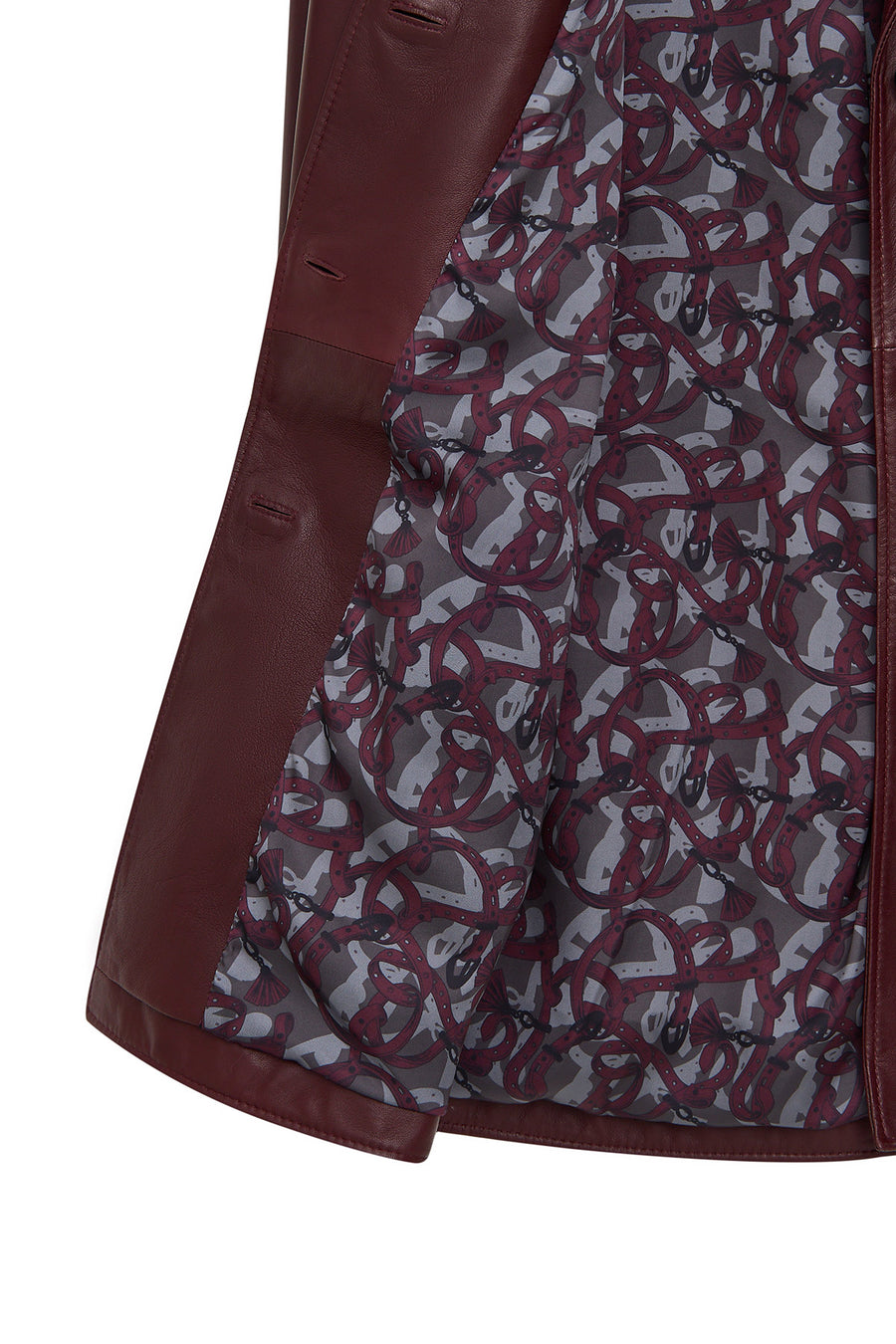 Emma Women's Burgundy Long Leather Coat