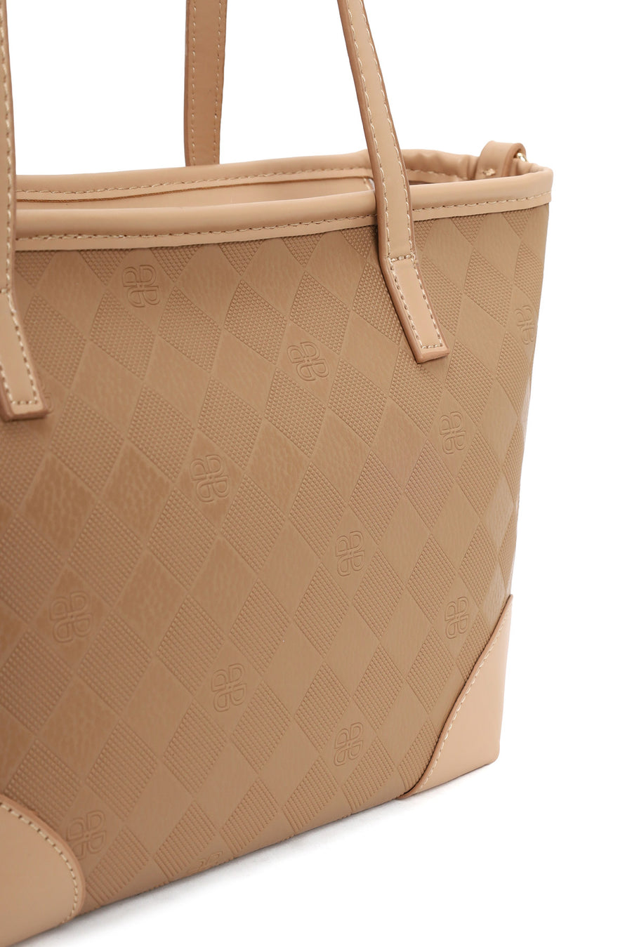 Woman Beige Long-Strap Printed Shoulder Bag
