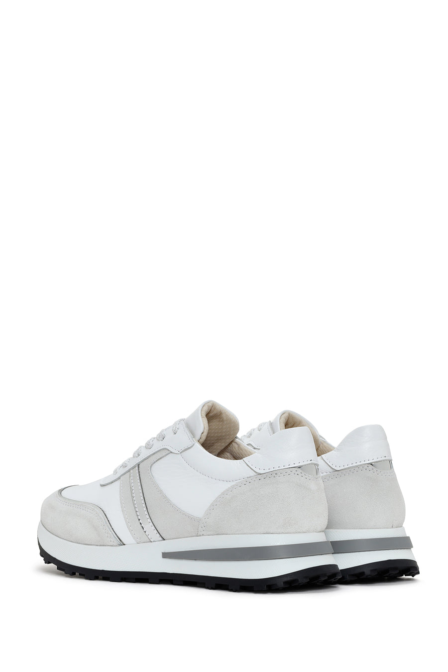 Women's White Lace-Up Leather Sneaker