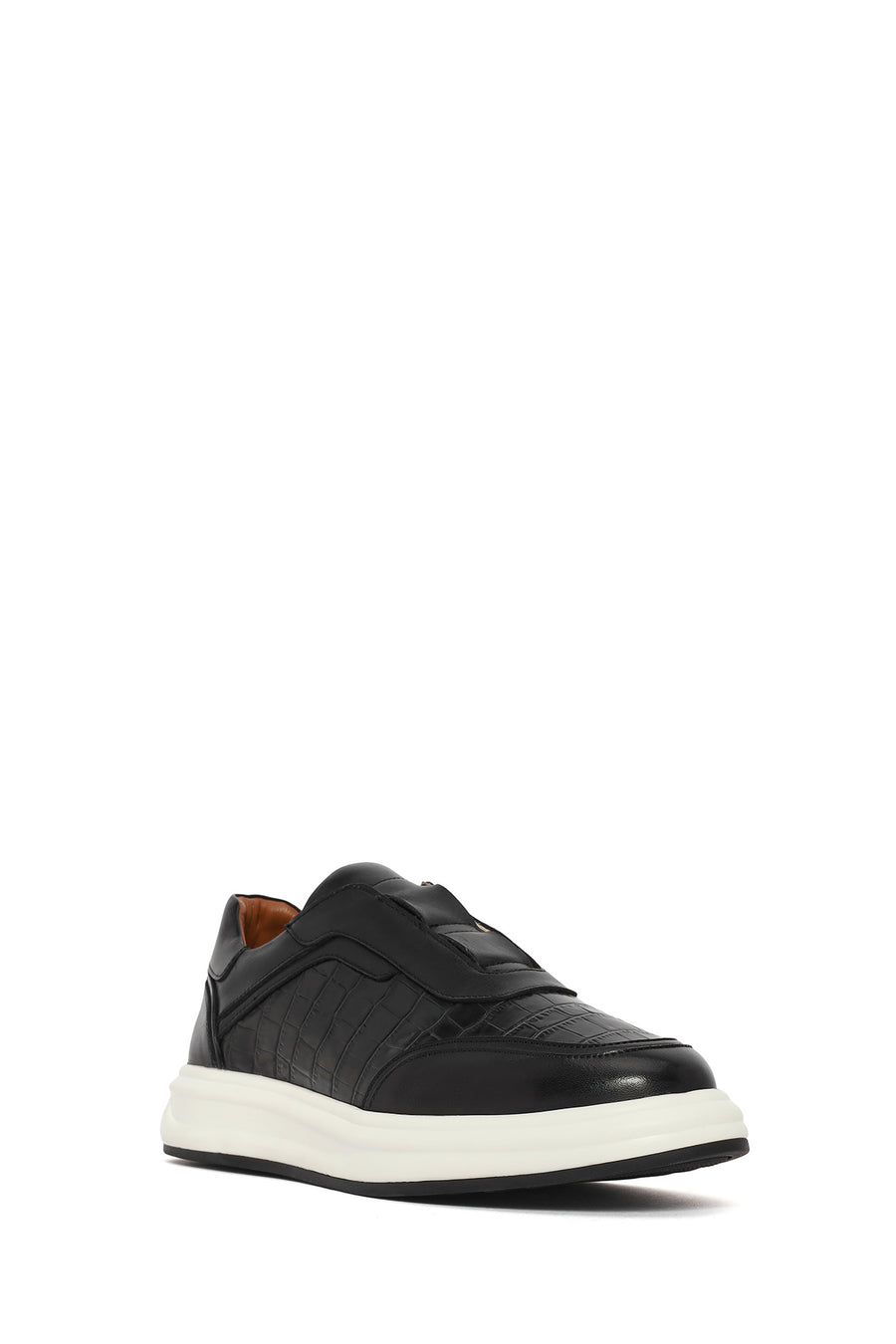 Erkek Siyah Desenli Deri Sneaker