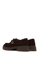 Woman Brown Buckled Thick-Soled Suede Masculine Shoes | Derimod