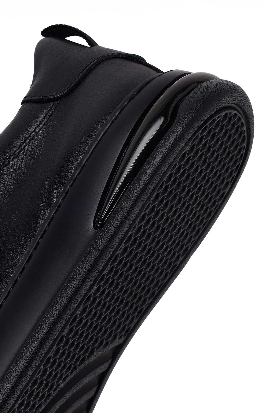 Erkek Siyah Bağcıklı Deri Sneaker