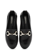 Women's Black Buckle Detailed Leather Masculine Loafer | Derimod
