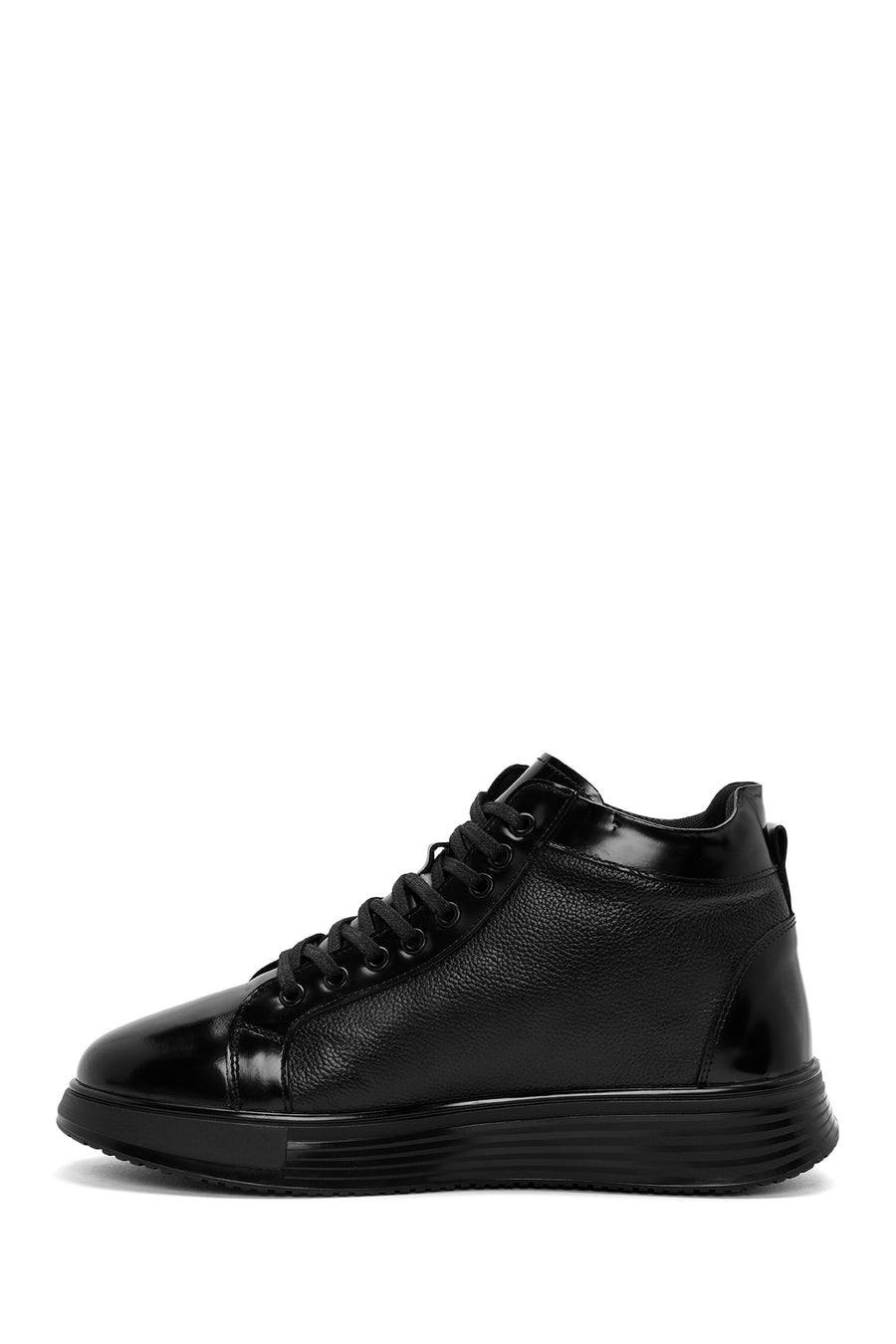 Men's Black Lace-Up Leather Sport Boots