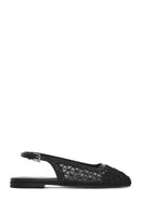 Women's Black Open Back Patterned Ballerinas | Derimod