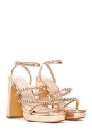 Women's Rose Gold Stone High Heel Sandals | Derimod
