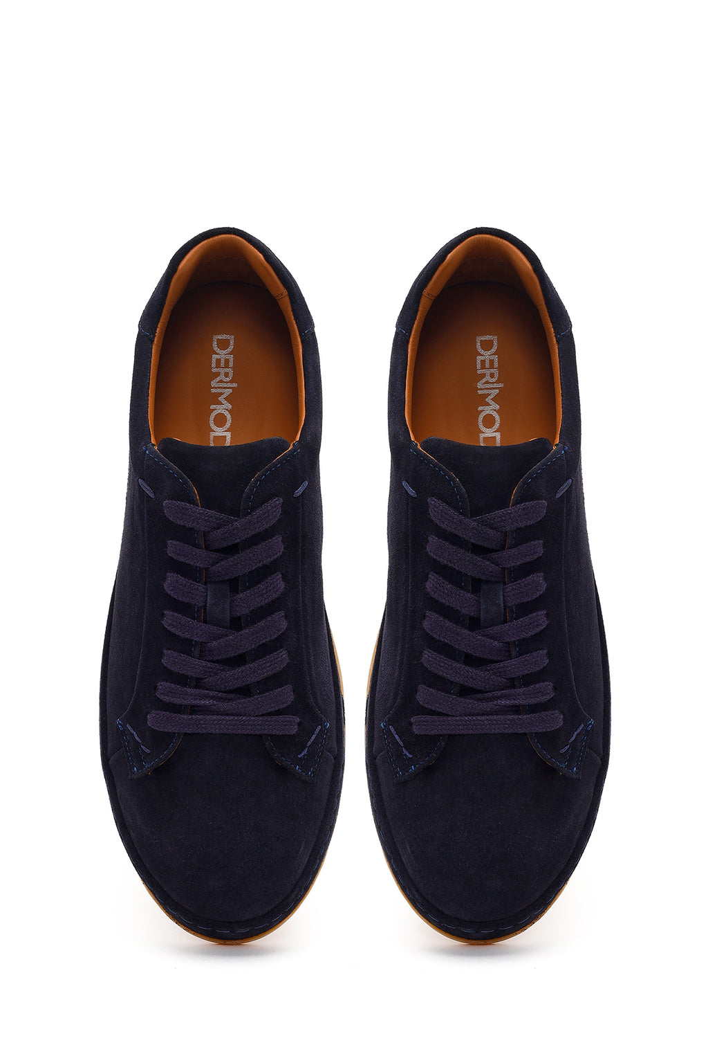Erkek Lacivert Bağcıklı Süet Deri Sneaker