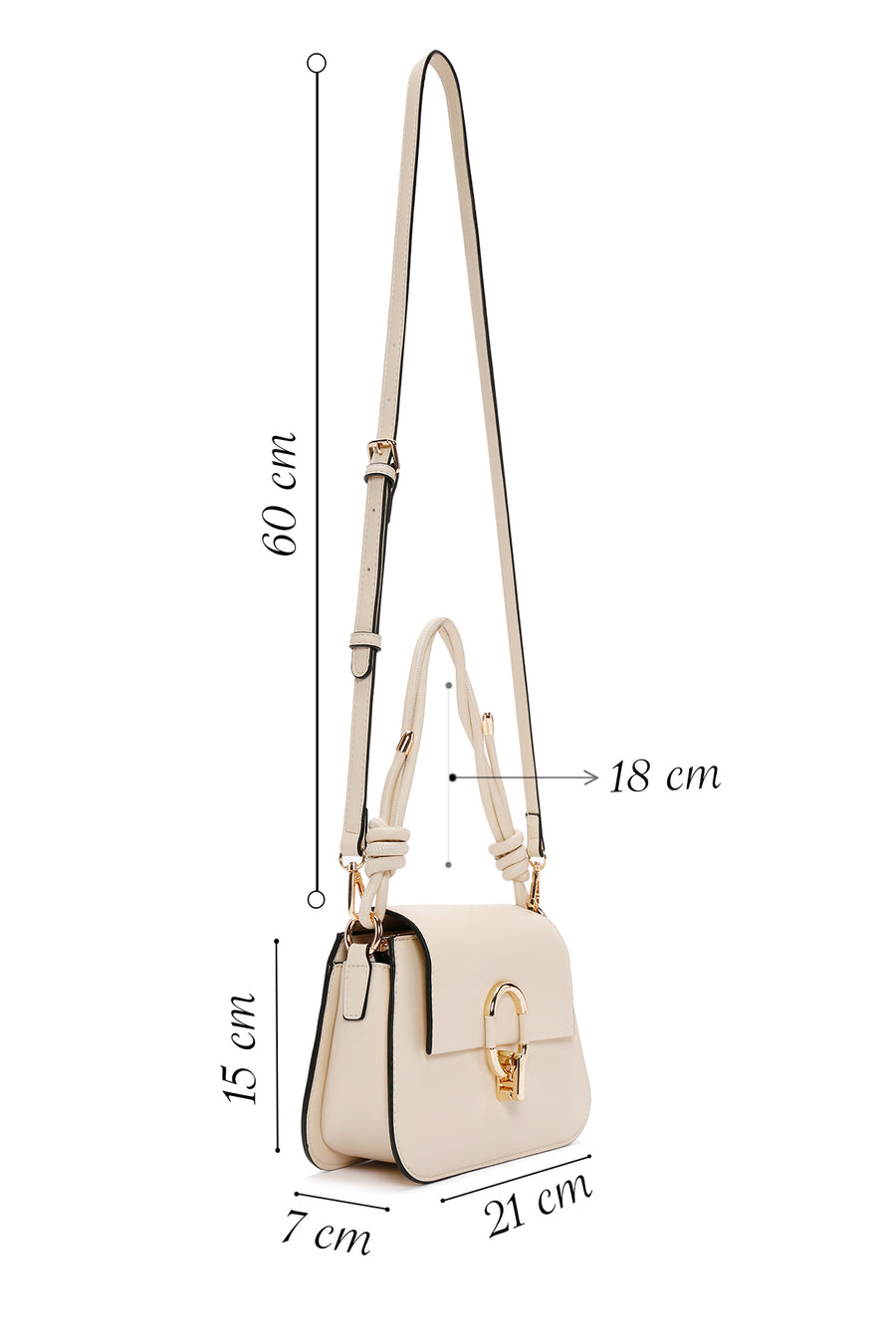 Women's Cream Long Strap Shoulder Bag