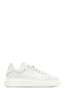 Men's White Lace-Up Thick-Soled Leather Sneaker | Derimod