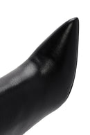 Woman Black High Thin-Heeled Leather Boots | Derimod
