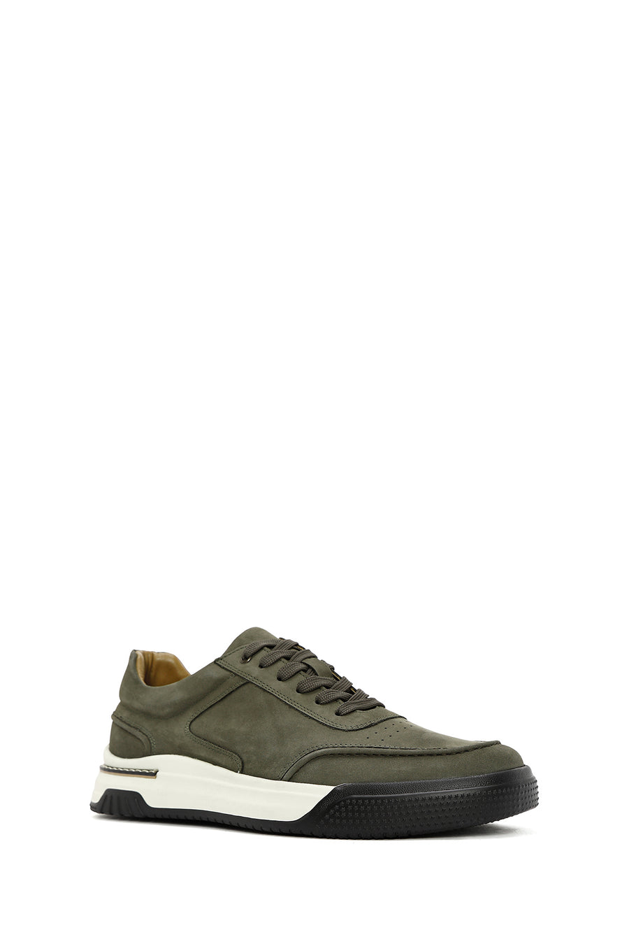Male Green Lace-Up Nubuck Leather Sneaker