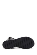 Women's Black Ankle Strap Leather Bodrum Sandals | Derimod
