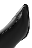 Woman Black Zip Closure Heeled Leather Boots | Derimod