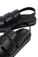 Men's Black Leather Sandals | Derimod