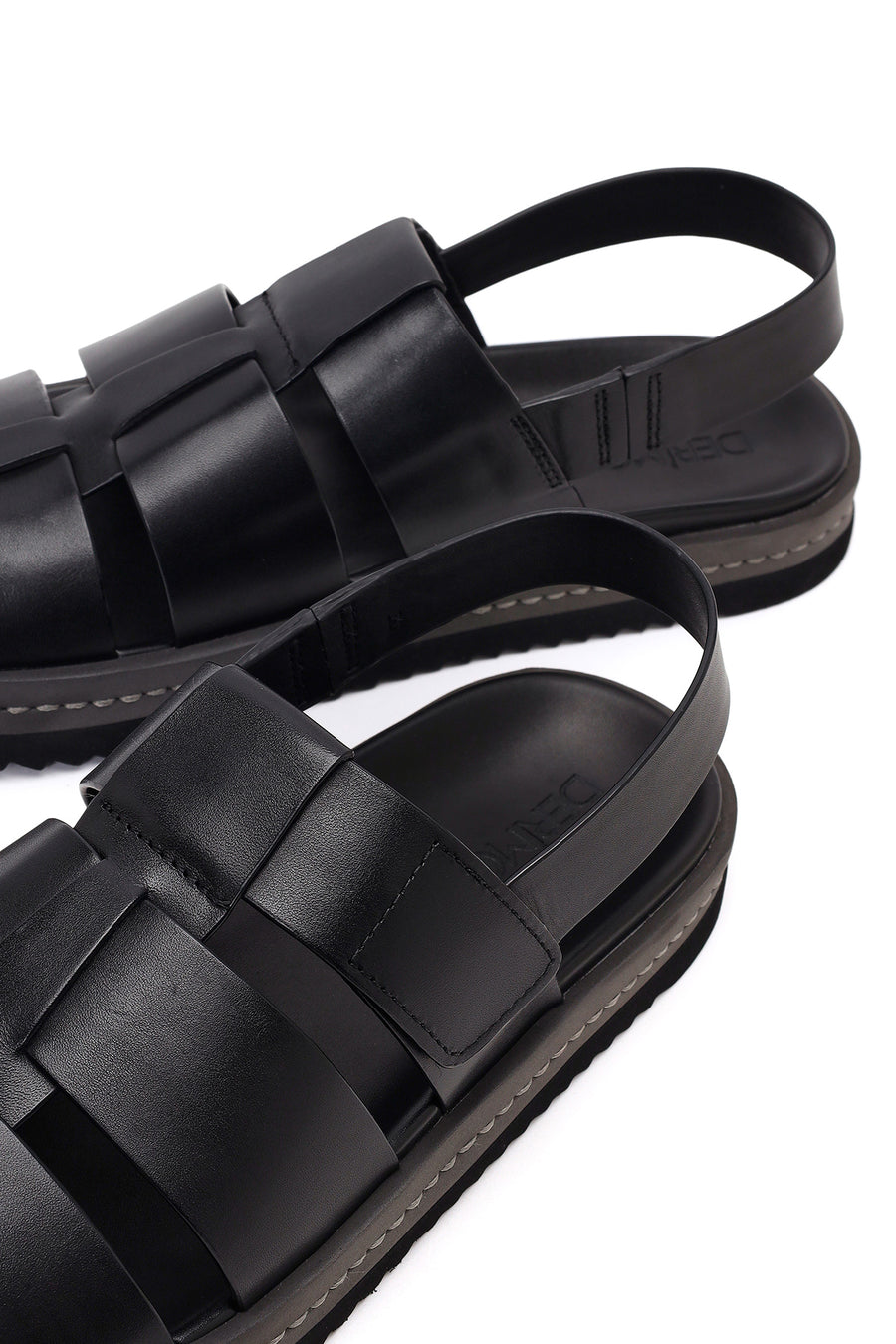 Men's Black Leather Sandals