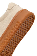 Woman Beige Lace-Up Suede Leather Sneaker | Derimod