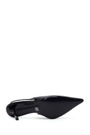 Woman Black Open-Back Thin-Heeled Patent Leather Leather Shoes | Derimod