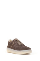 Woman Mink Lace-Up Suede Leather Sneaker | Derimod