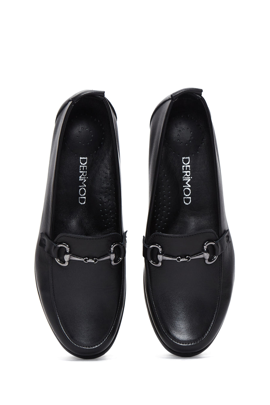 Women's Black Leather Wedge Heeled Loafer