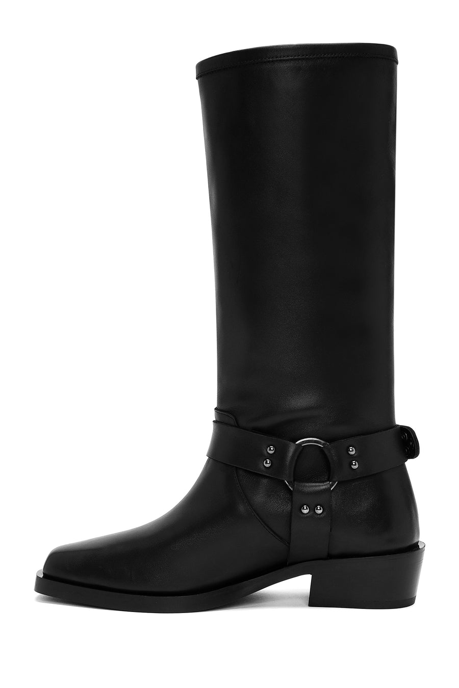 Women's Black Buckle Detailed Leather Cowboy Boots