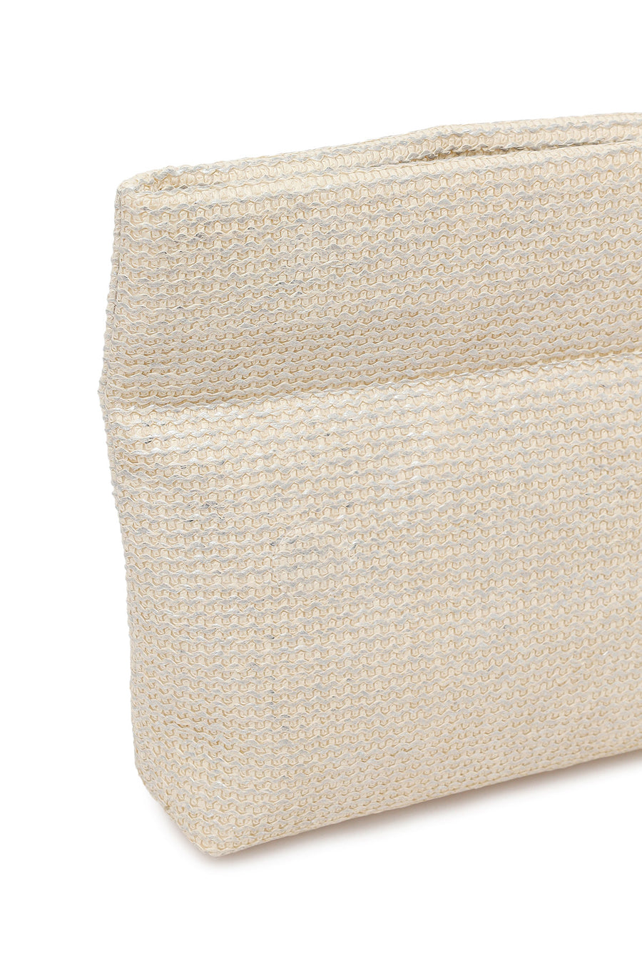 Woman Beige Braided Clutch Bag