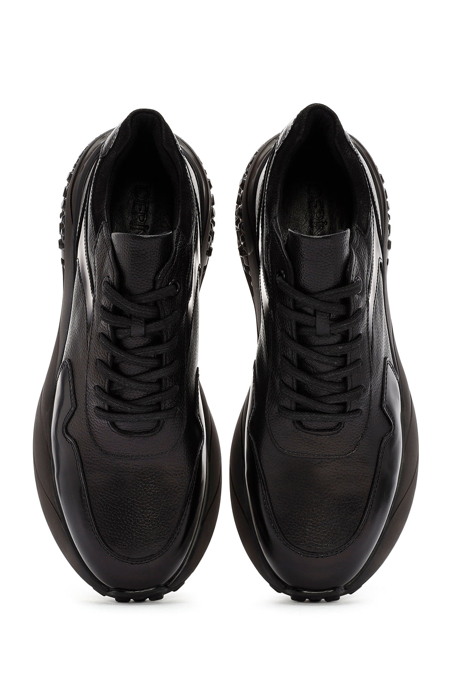 Men's Black Lace-up Leather Sneaker