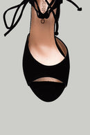 Suede Ankle Strap Women's Heeled Leather Sandals | Derimod