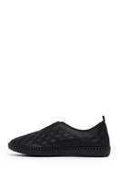 Woman Black Patterned Leather Comfort Shoes | Derimod