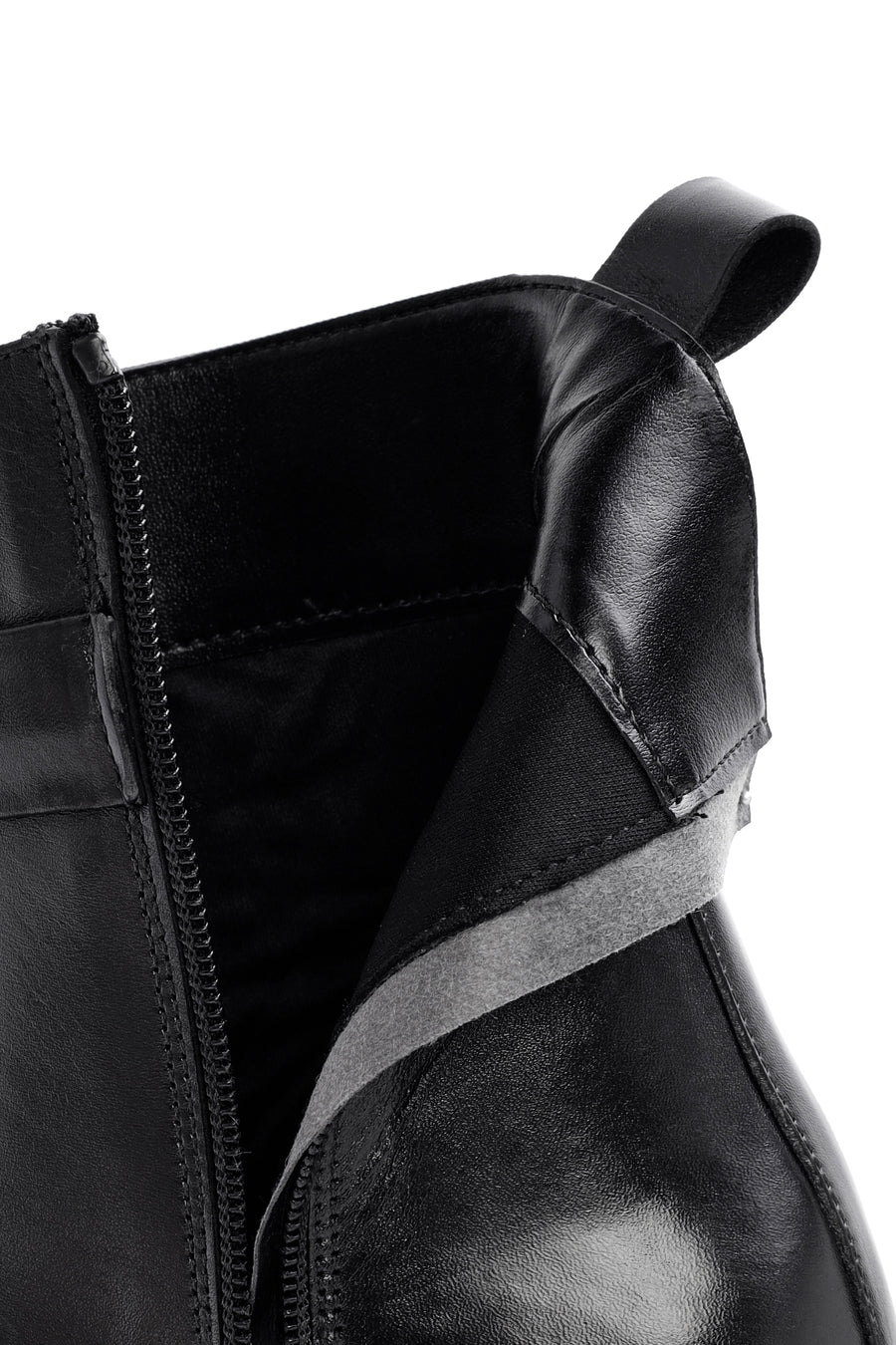 Women's Black Zippered Leather Boots