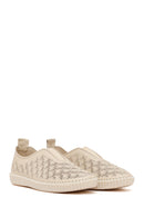 Woman Cream Patterned Leather Comfort Shoes | Derimod