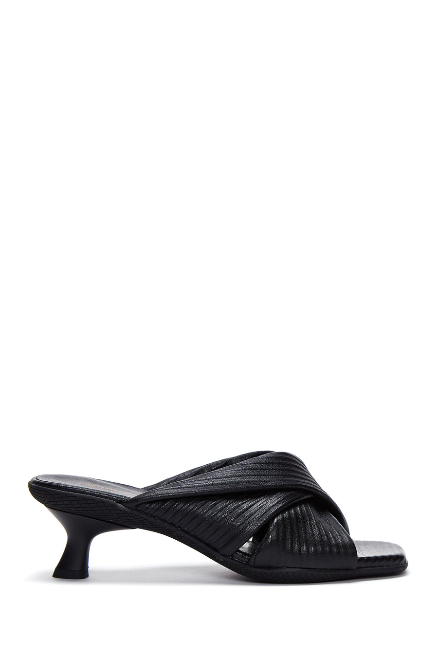 Women's Black Leather Heeled Slippers 22SFD131126 | Derimod