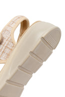 Women's Beige Chunky Sole Patterned Fabric Sandals | Derimod