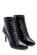 Women's Crocodile Patterned Thin Heeled Boots | Derimod