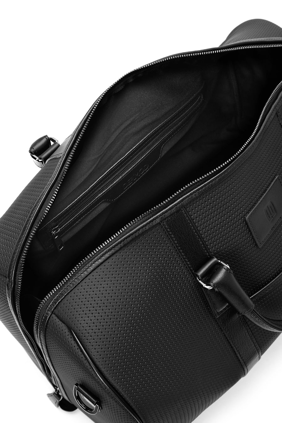 Men's Black Printed Leather Travel Bag