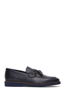 Erkek Lacivert Deri Baskılı Casual Loafer | Derimod