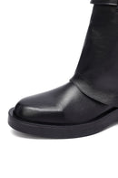 Women's Black Buckled Biker Leather Boot | Derimod