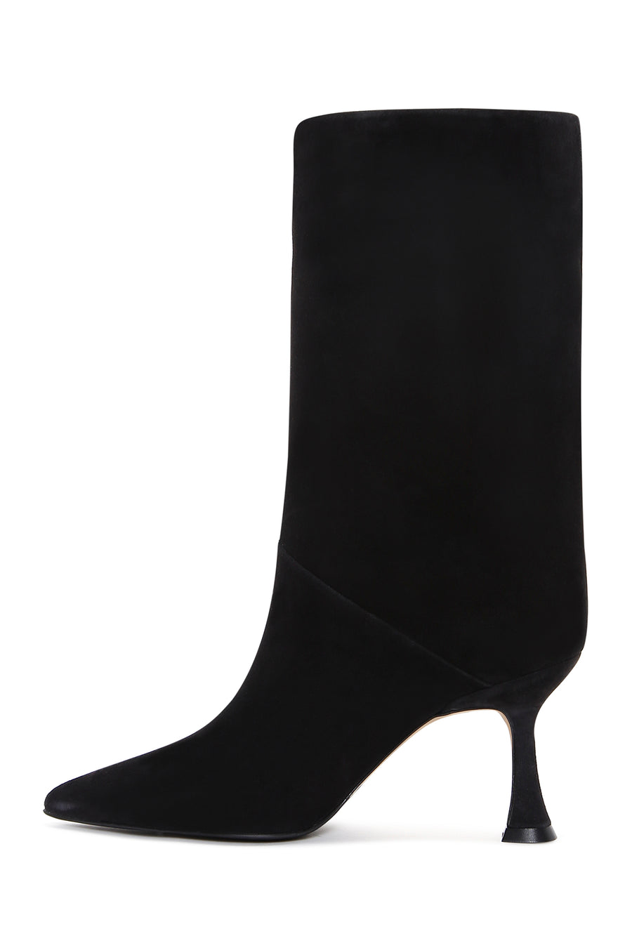 Women's Black Heeled Suede Leather Boots