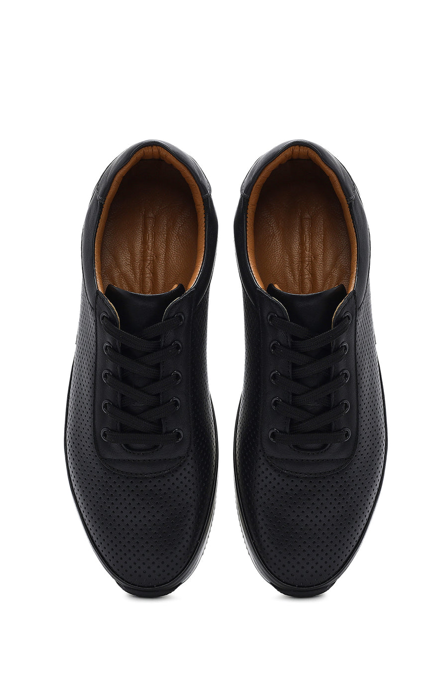 Men's Black Lace-Up Leather Casual Sneaker