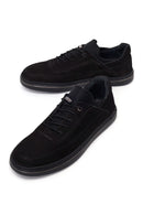 Male Black Lace-Up Nubuck Leather Casual Sneakers | Derimod